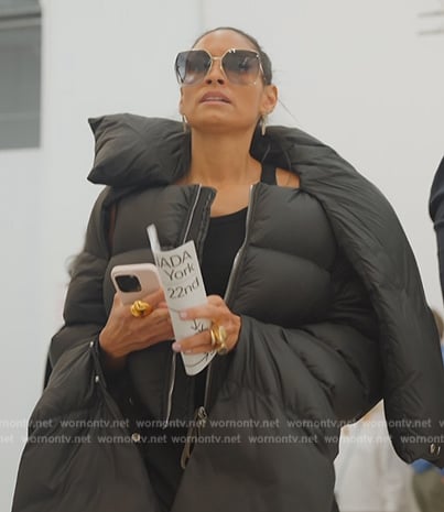 Racquel's black cropped puffer jacket on The Real Housewives of New York City