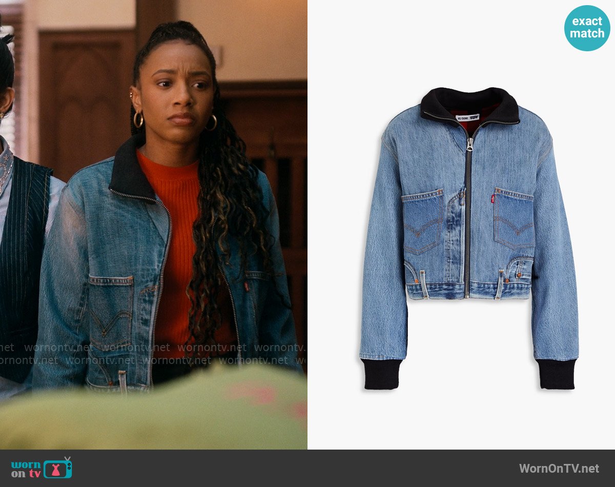 Re/Done 80s Denim Jacket worn by Whitney Chase (Alyah Chanelle Scott) on The Sex Lives of College Girls