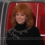 Reba’s black embellished turtleneck sweater on The Voice