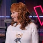 Reba’s white teddy bear sweater on The Voice