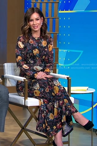 Rebecca's black floral maxi dress on Good Morning America