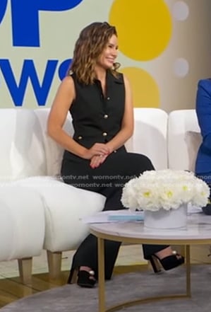 Rebecca's black pearl platform sandals on Good Morning America