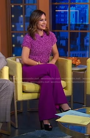 Rebecca’s black pearl platform sandals on Good Morning America