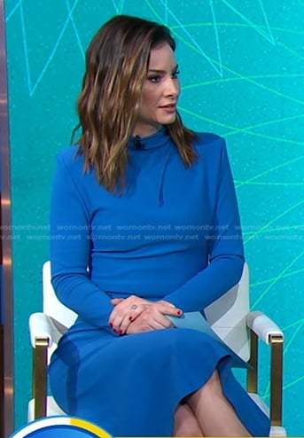 Rebecca's blue keyhole midi dress on Good Morning America