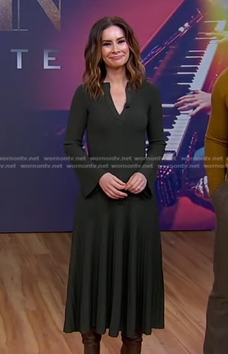 Rebecca's green ribbed midi dress on Good Morning America