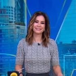 Rebecca’s grey pearl embellished sweater on Good Morning America