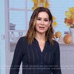 Rebecca’s navy knit shirt and skirt on Good Morning America