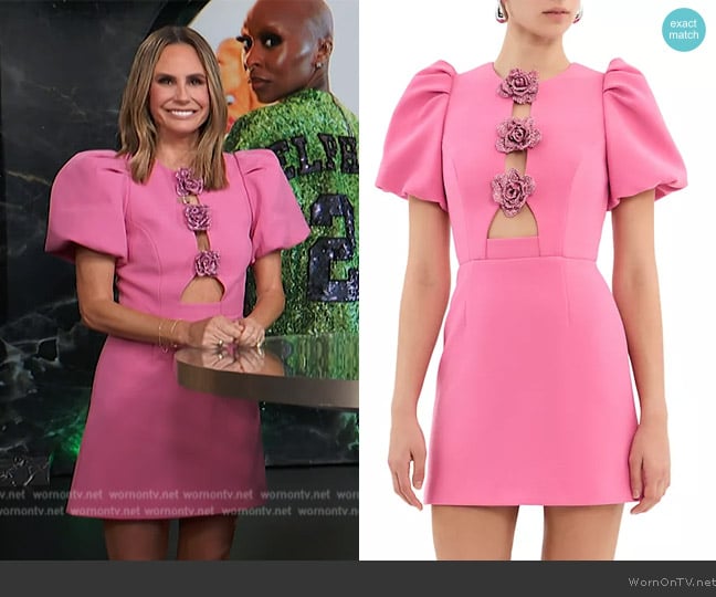 Rebecca Vallance Aubree Flower Mini Dress worn by Keltie Knight on E! News