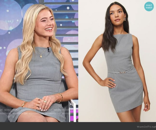 Reformation Taya Belted Sheath Dress worn by Rylee Arnold on Access Hollywood