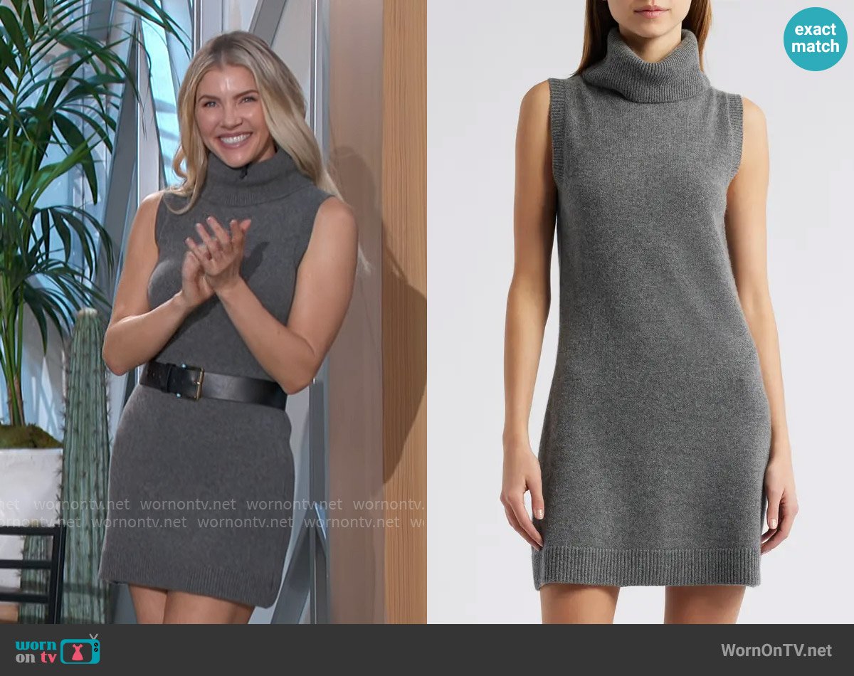 Reformation Holland Turtleneck Cashmere Blend Sweater Dress worn by Amanda Kloots on The Talk