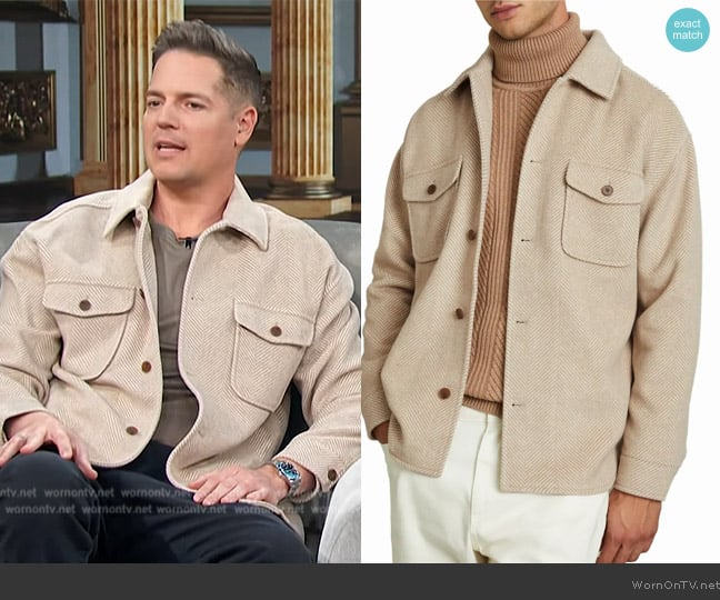 Reiss Compton Herringbone Wool Blend Overshirt worn by Jason Kennedy on E! News