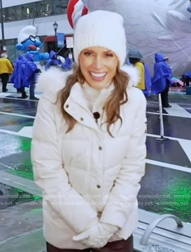 Rhiannon Ally's white padded coat on Good Morning America