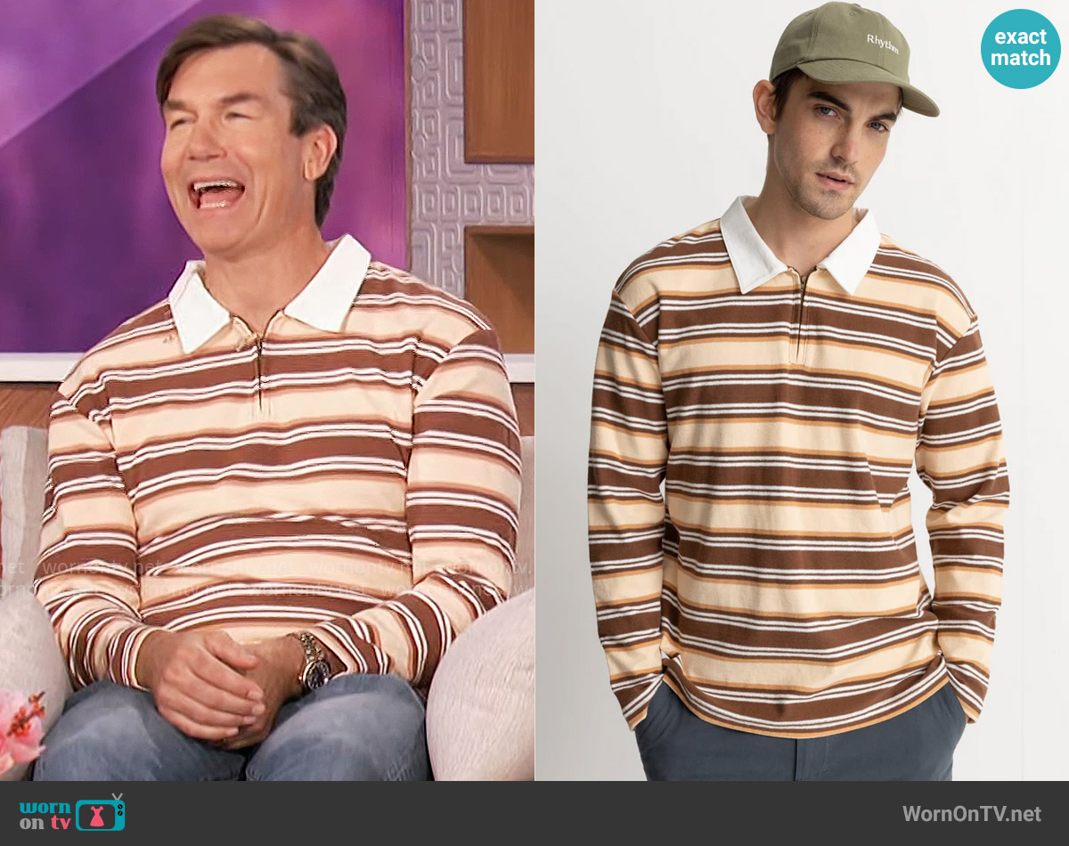 Rhythm Vintage Stripe Polo Ls T-Shirt worn by Jerry O'Connell on The Talk