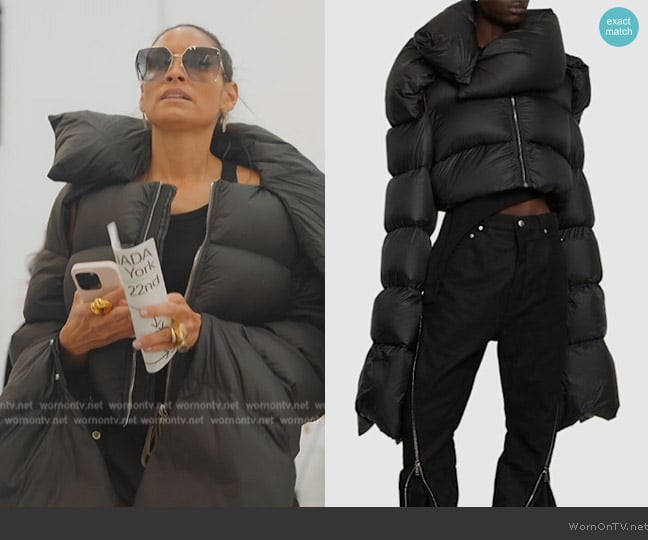 Rick Owens Babel mountain cropped down jacket worn by Racquel Chevremont on The Real Housewives of New York City