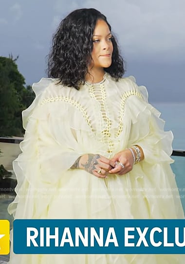 Rihanna’s yellow tulle ruffle dress on Access Hollywood