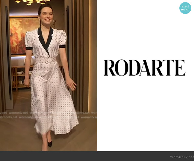 Rodarte PS25 Polka Dot Silk Twill Dress worn by Daisy Ridley on The Drew Barrymore Show