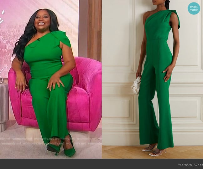 Sherri’s green one shoulder jumpsuit on Sherri