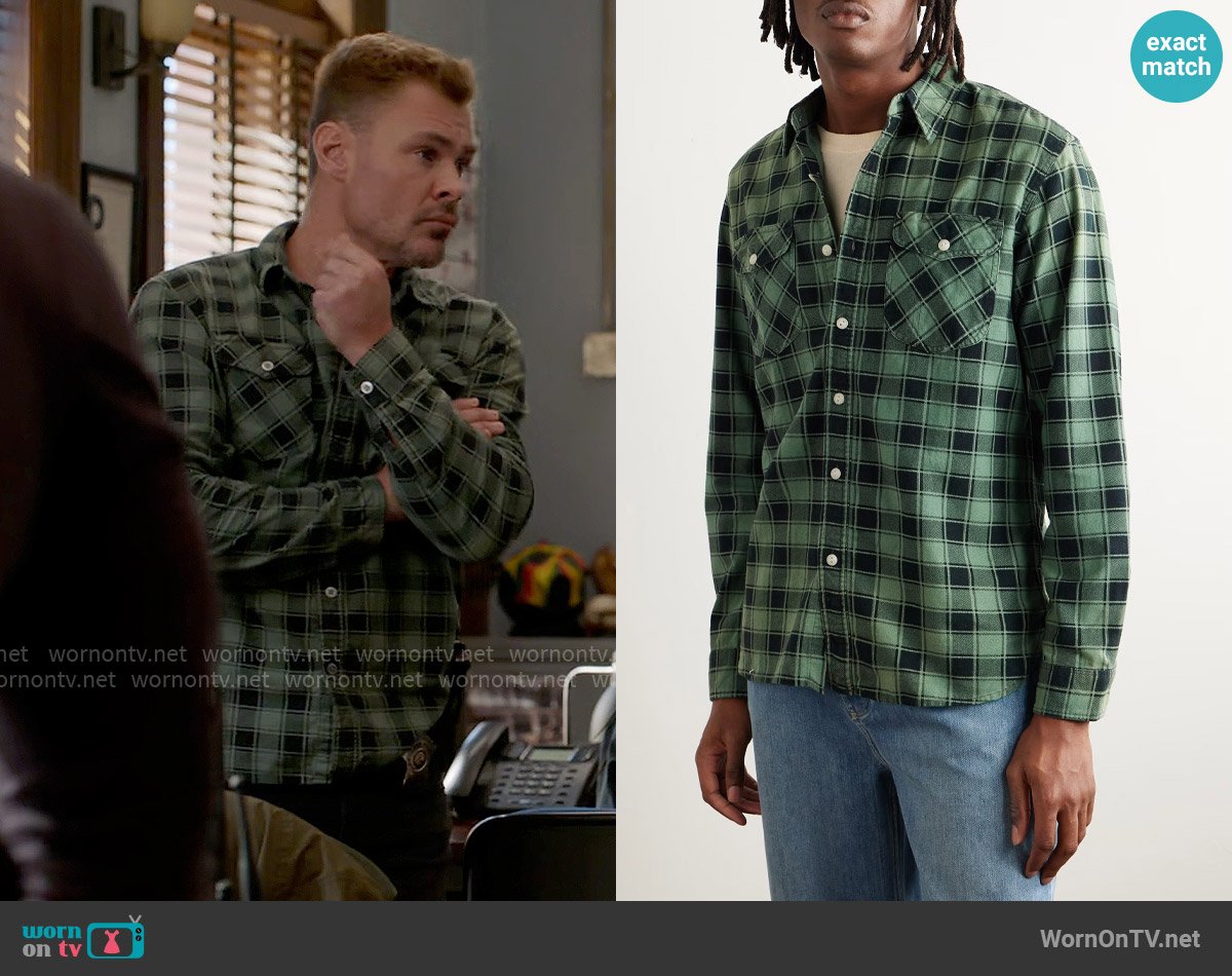 RRL Preston Checked Cotton Shirt worn by Adam Ruzek (Patrick John Flueger) on Chicago PD