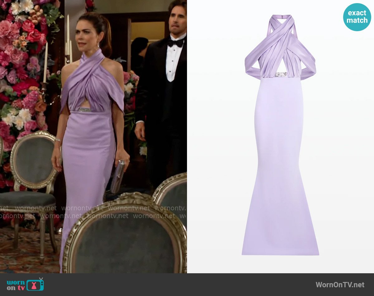 Safiyaa Louella Verbena Embroidered Long Dress worn by Victoria Newman (Amelia Heinle) on The Young and the Restless