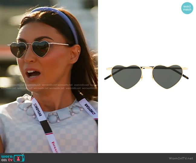 Saint Laurent Loulou Heart Sunglasses worn by Bronwyn Newport on The Real Housewives of Salt Lake City