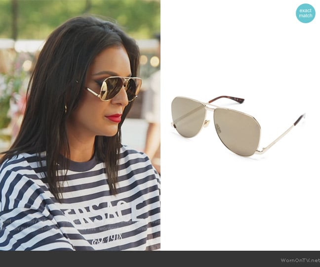 Saint Laurent Pilot-frame sunglasses worn by Jessel Taank on The Real Housewives of New York City