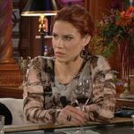 Sally’s abstract print mesh dress on The Young and the Restless