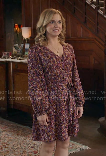 Sam's floral v-neck long sleeved dress on Ghosts