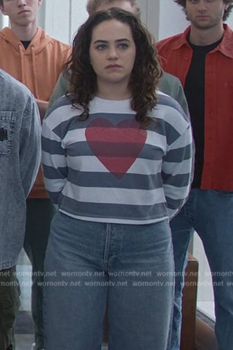 Samantha's heart stripe sweatshirt on Cobra Kai