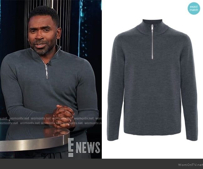 Sandro High-neck merino-wool jumper worn by Justin Sylvester on E! News