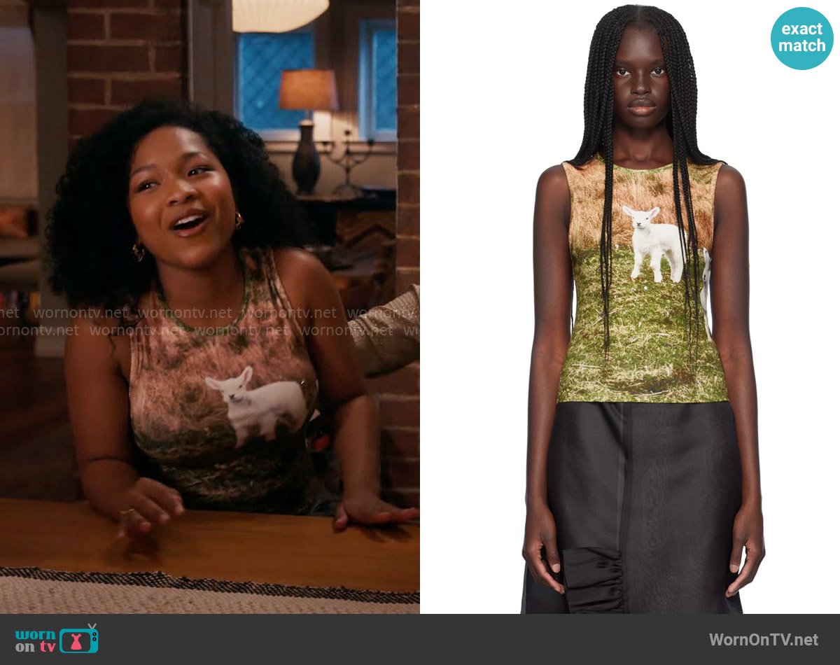 Sandy Liang Soda Tank Top worn by Delilah (Laya DeLeon Hayes) on The Equalizer