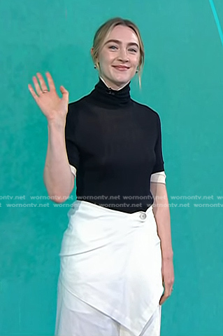 Saoirse Ronan’s black mock neck top and skirt on Today