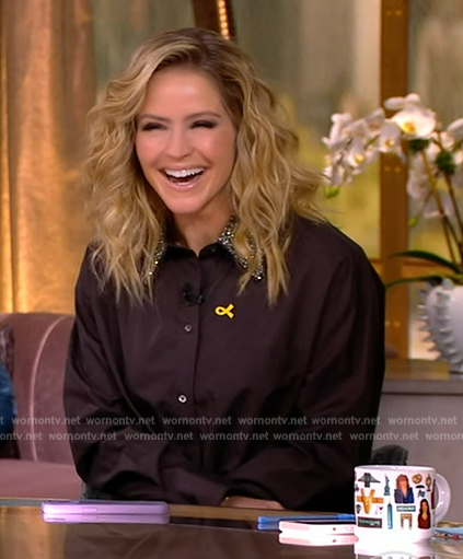 Sara's brown embellished collar shirt on The View