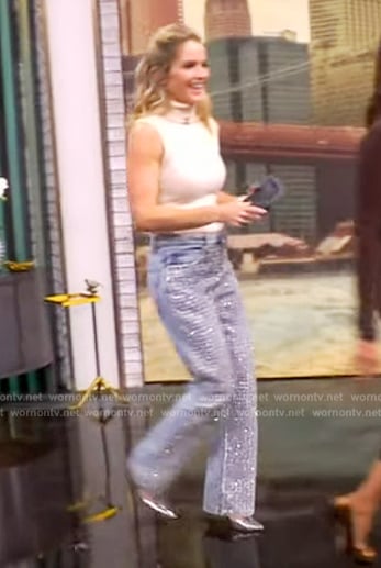 Sara's crystal embellished jeans on The View