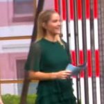 Sara’s green ruffle hem mini dress on The View