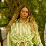 Sarah’s green striped button down shirt on Outer Banks