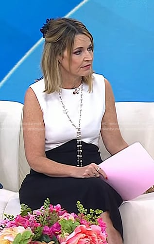 Savannah's black and white colorblock dress on Today