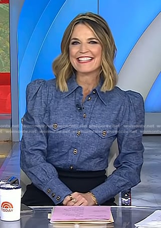 Savannah’s puff sleeve denim shirt on Today