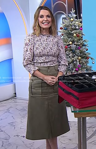 Savannah’s floral top and khaki cargo skirt on Today