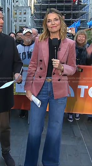 Savannah's pink corduroy blazer and wide-leg jeans on Today