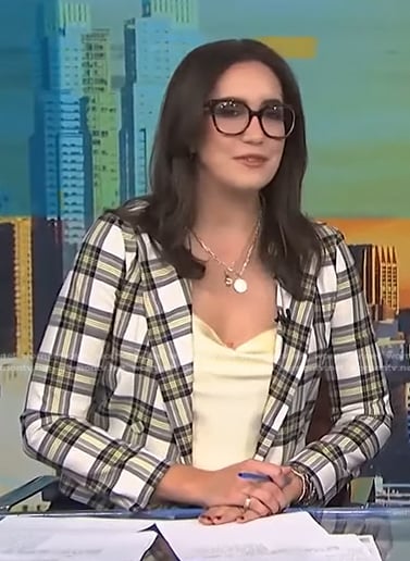 Savannah’s white plaid jacket on NBC News