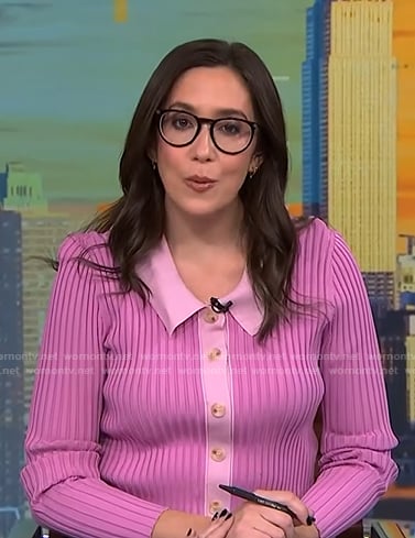 Savannah’s pink ribbed cardigan on NBC News