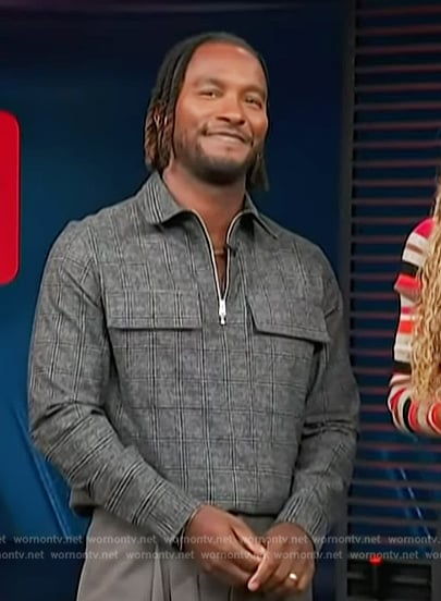 Scott’s gray check half zip shirt on Access Hollywood