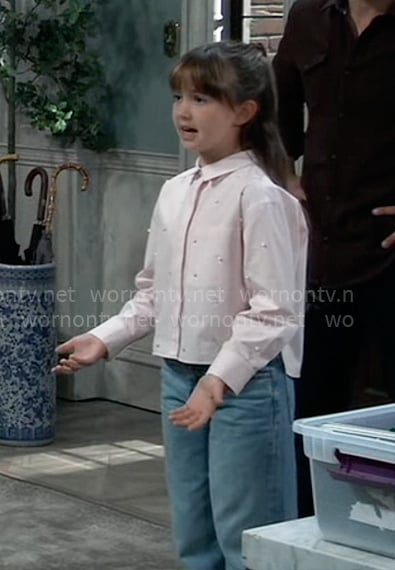 Scout's pink pearl embellished shirt on General Hospital