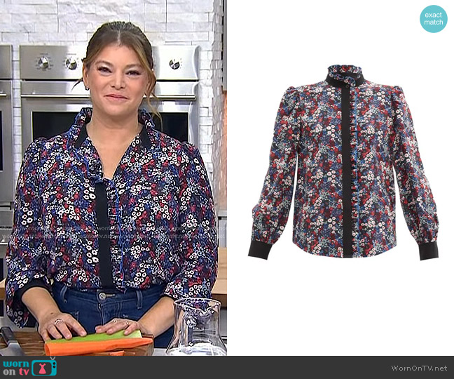 See by Chloe Floral Meadow-Print Silk Crepe-de-Chine Blouse worn by Gail Simmons on Today