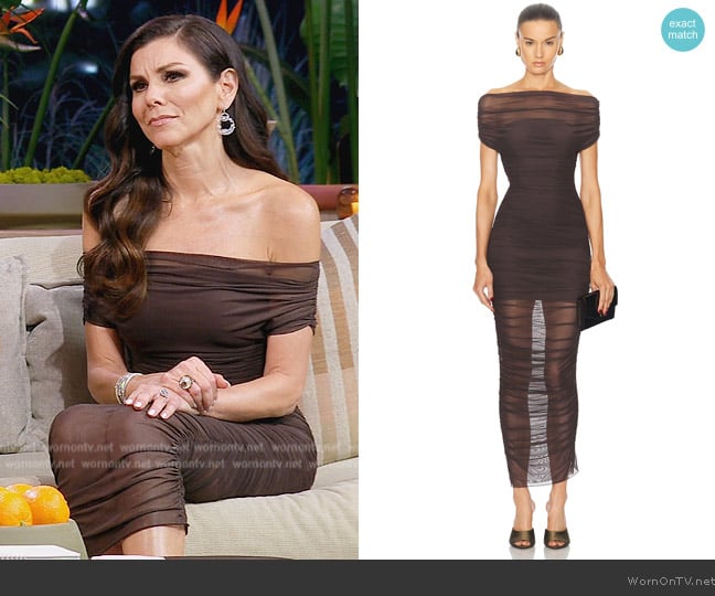 Heather’s brown sheer confessional dress on RHOC