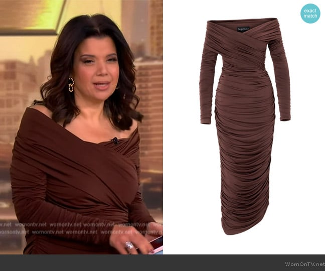 Sergio Hudson Wrap Off The Shoulder Dress worn by Ana Navarro on The View