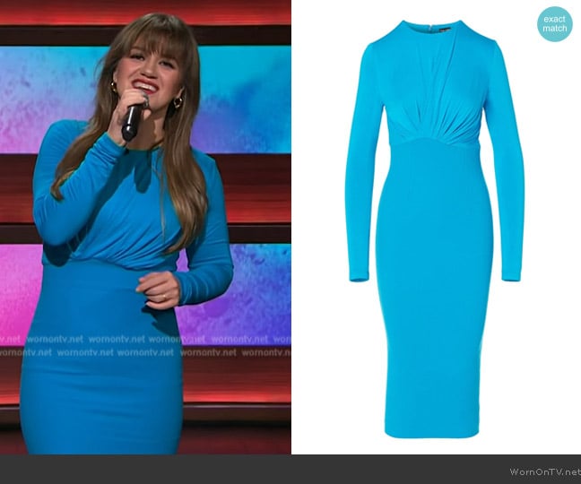 Sergio Hudson Asymmetric Dress worn by Kelly Clarkson on The Kelly Clarkson Show