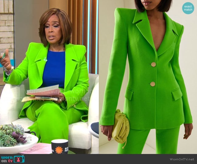 Sergio Hudson Belted Single-Breasted Blazer Jacket worn by Gayle King on CBS Mornings