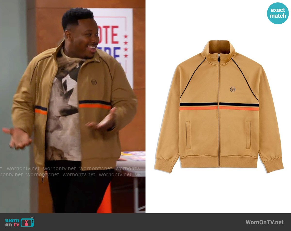 Sergio Tacchini Dallas Track Jacket worn by Marty (Marcel Spears) on The Neighborhood