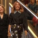 Sharon Horgan’s black floral print skirt on The Drew Barrymore Show